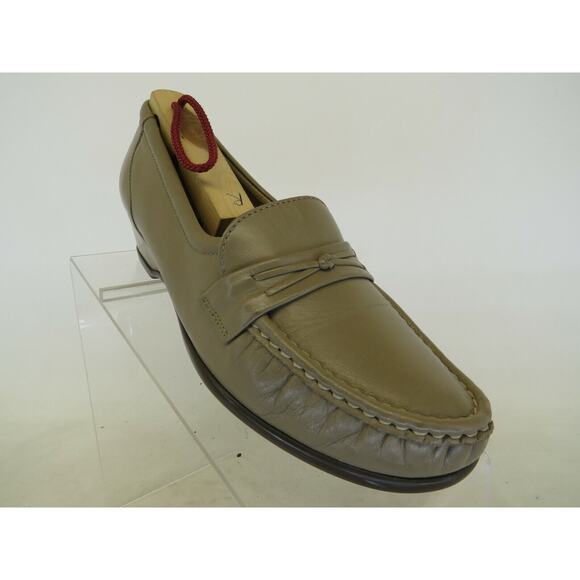SAS Womens Taupe Leather Moc Toe Comfort Penny Loafers Shoes Sz 7 N Narrow Width - Picture 1 of 12